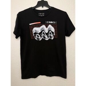 Free State Mens Black Skull Glitch Graphic T-Shirt Moon Phases Size Medium